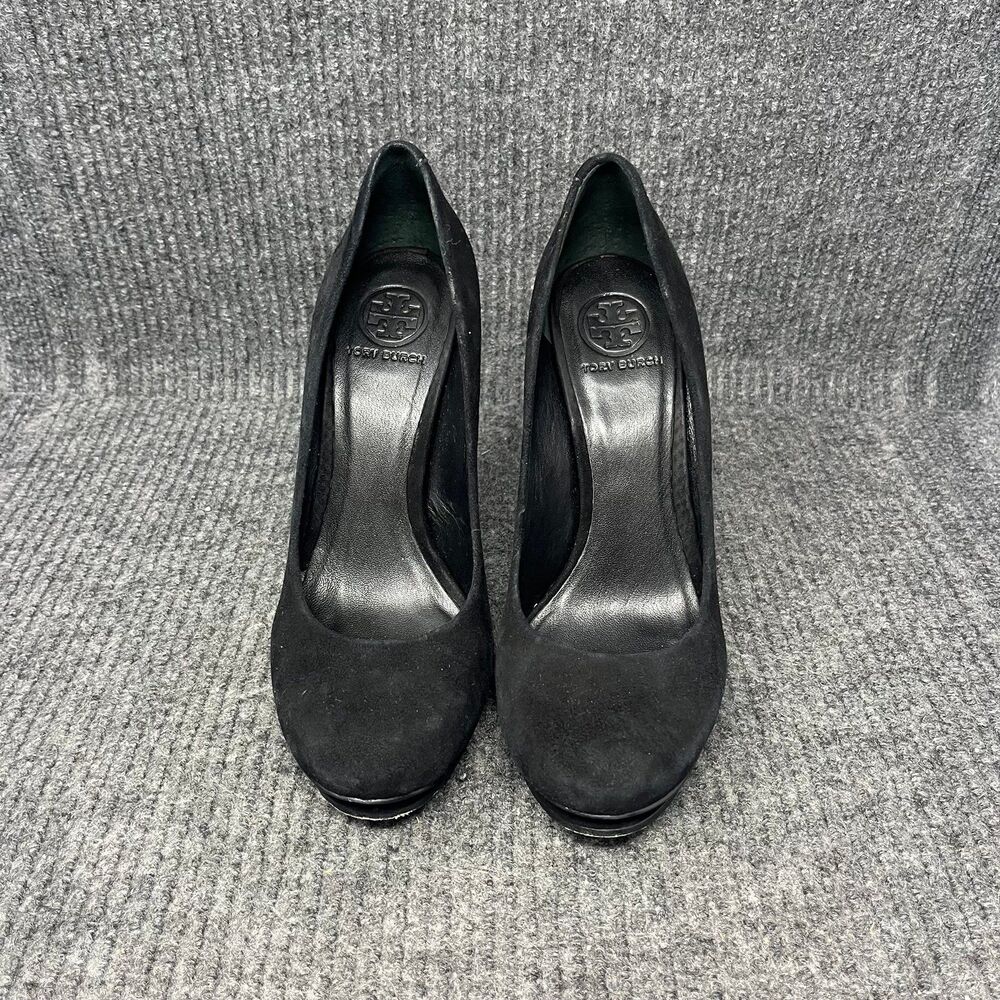Tory Burch Jude Suede Platform Heels Pumps Black Closed‎ Toe Women’s Size 9 M